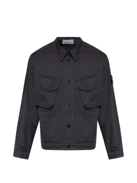 Stone Island logo-patch button-up jacket Grey L2S15Q100003S0404