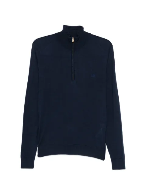 ETRO quarter-zip embroidered-logo sweater Blue MRKF0120AU12Q