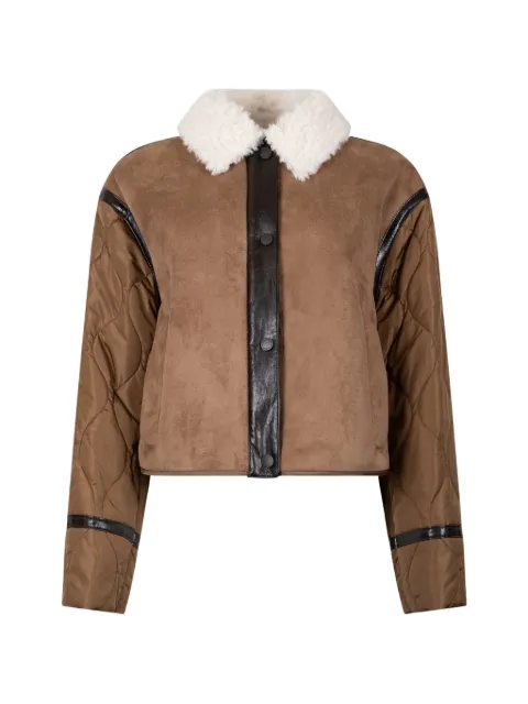 Weekend Max Mara quilted shearling-collar jacket Brown 2625486011600
