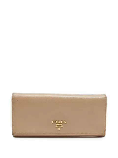 Prada Pre-Owned Saffiano-leather flap continental wallet Neutrals 1278861