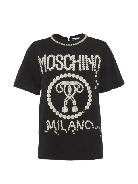 Moschino Pre-Owned pearl-print oversized T-shirt Black 1279995