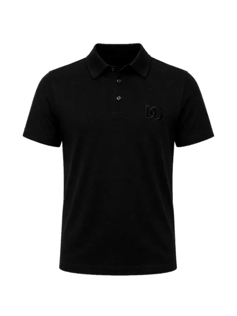 Dolce & Gabbana DG Logo piqué polo shirt Black G8RI7Z