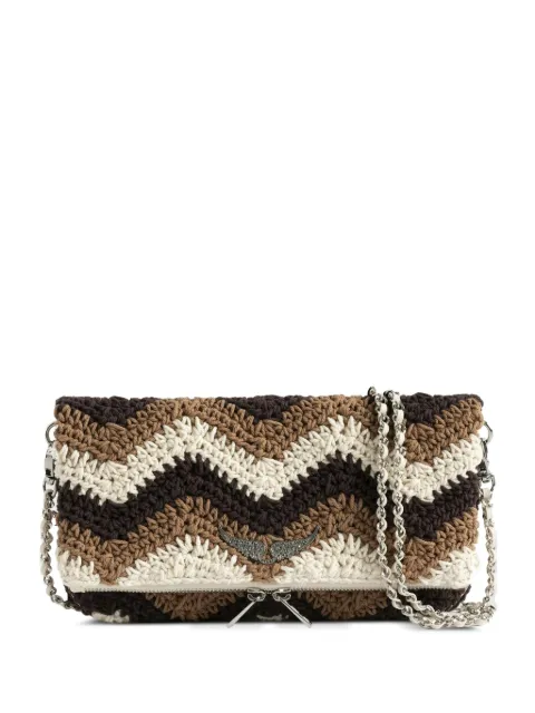 Zadig&Voltaire Rock chevron-pattern macramé clutch bag White LWBA04211