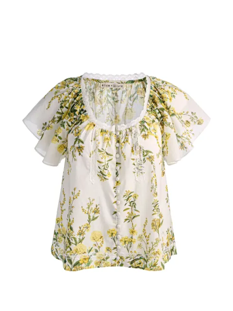 alice + olivia Odette floral-print top White CC604P50047