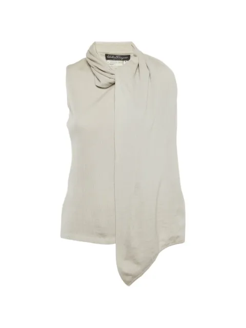 Ferragamo Pre-Owned scarf-detail knitted top Grey 1305771