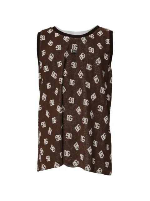 Dolce & Gabbana monogram logo-plaque vest Brown G8QH5T
