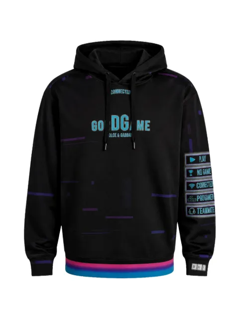 Dolce & Gabbana logo-print graphic-sleeve hoodie Black G9VK0TG7F2T