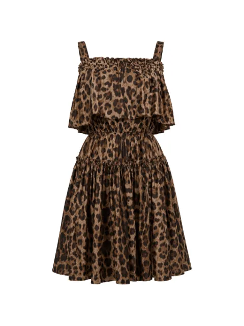 Dolce & Gabbana leopard-print tiered mini dress Neutrals DR28942