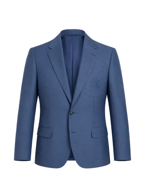 Dolce & Gabbana logo-embroidered single-breasted blazer Blue G2OL6ZFU4F6