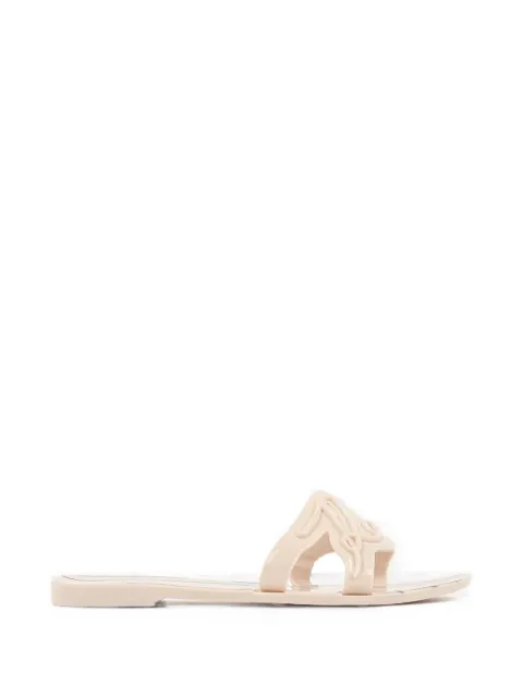 Karl Lagerfeld logo-cutout striped slides Neutrals KL80008C