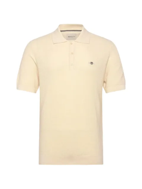 Gant waffle-knit embroidered-logo polo shirt Neutrals 8030294