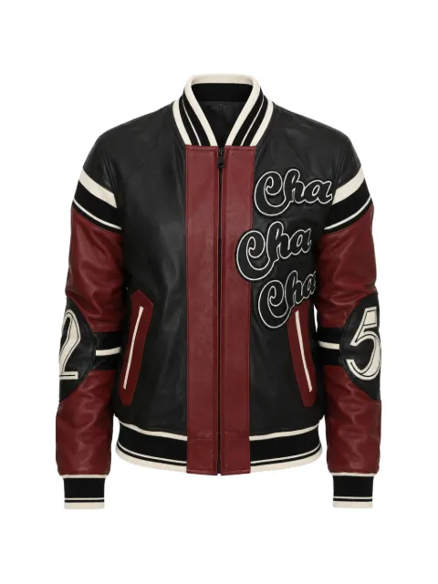 Dolce & Gabbana colour-block leather bomber jacket Black 4401028530253