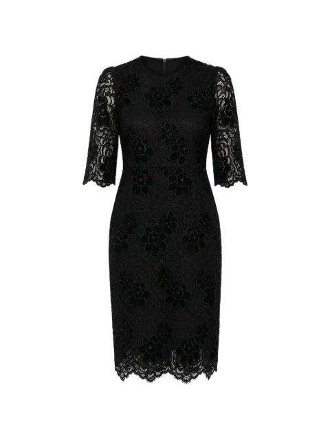 Dolce & Gabbana floral-appliqué lace-embellished mini dress Black 8059226807520