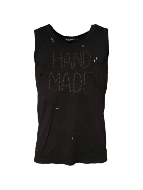 Dolce & Gabbana distressed-effect embroidered tank Black G8LU5ZG7I5O