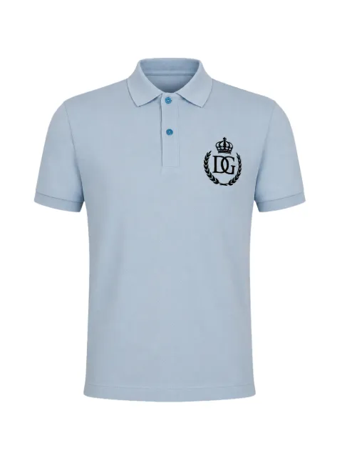 Dolce & Gabbana logo-embroidered polo shirt Blue G8QO4TG7I7Q