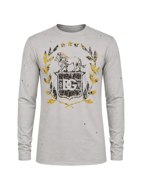 Dolce & Gabbana distressed-finish long-sleeve T-shirt Grey DOL87326