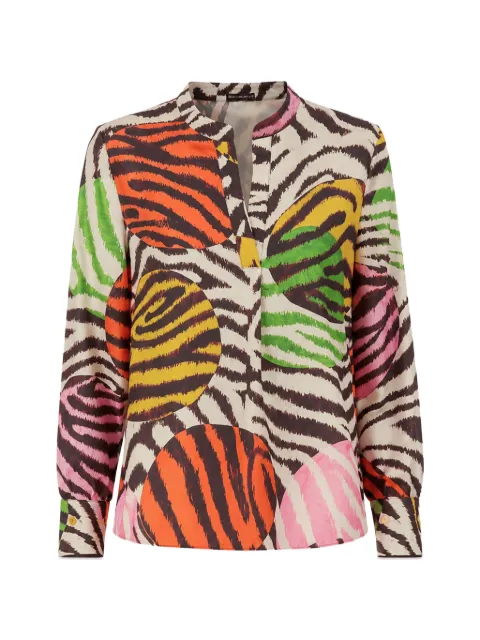 MALIPARMI zebra-print V-neck kaftan Neutrals JM103331027