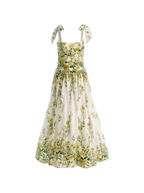 alice + olivia Haven floral-print lace-trim maxi dress White CC604P08532