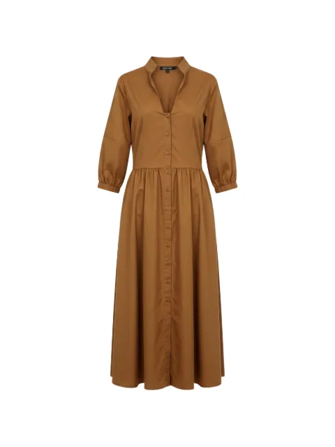 Black Label gathered-waist V-neck maxi dress Brown 48044007