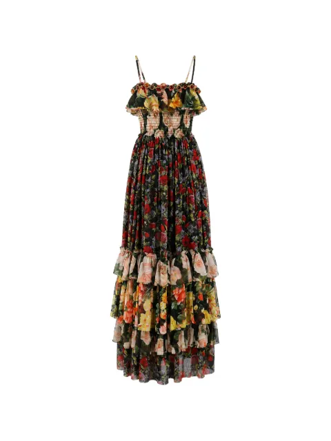 Dolce & Gabbana floral-print tiered maxi dress Black DR281071