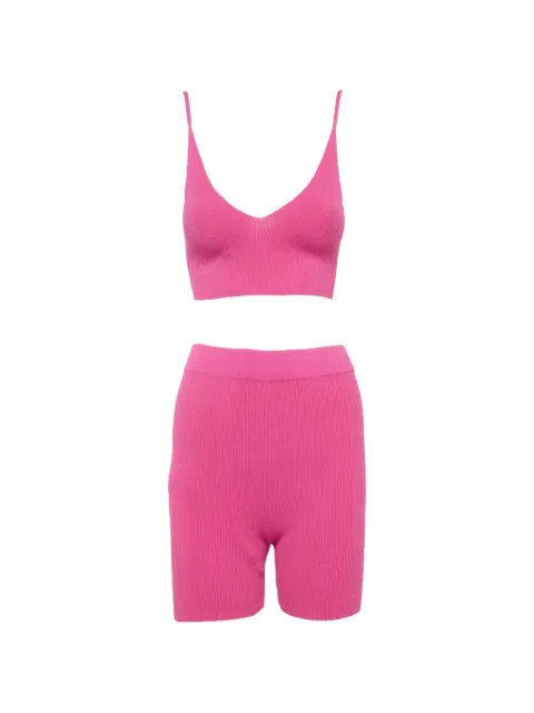Jacquemus Pre-Owned rib-knit crop top and shorts set Pink 1278614
