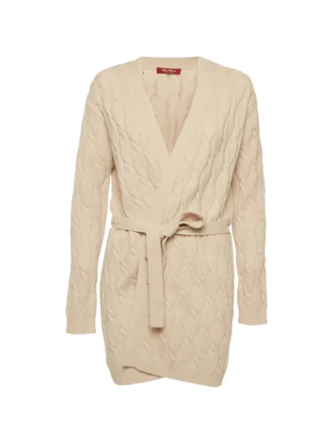 Max Mara cable-knit belted cardigan Neutrals 1296156