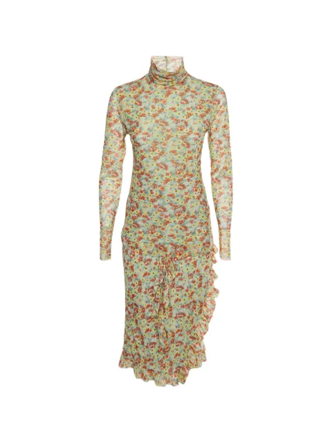 GANNI floral-print mesh blouse and skirt set Blue 1330475