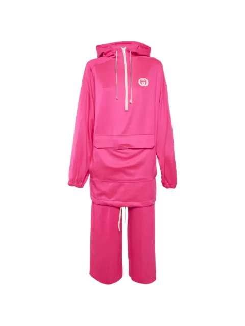 Gucci Pre-Owned Interlocking G logo patch hoodie track pants Pink 1289982