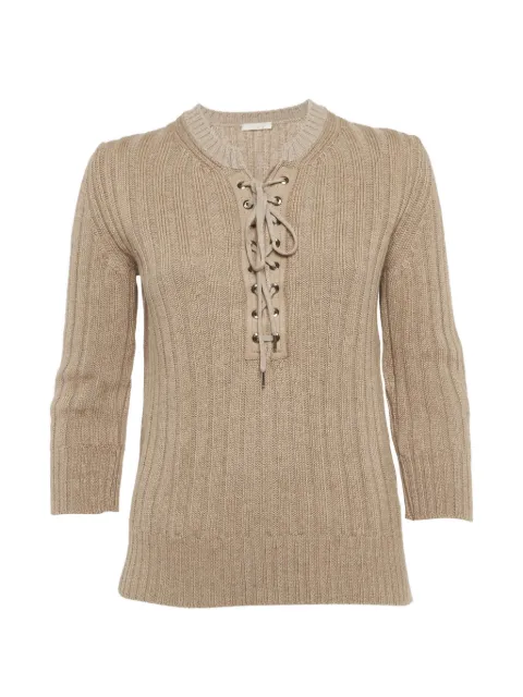 Chloé Pre-Owned lace-up ribbed long sleeve sweater Neutrals 1291647