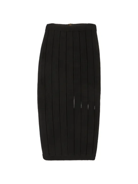 Balmain Pre-Owned sheer-panel bodycon midi skirt Black 1313228