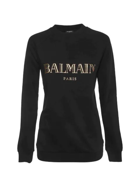 Balmain Pre-Owned logo-print cotton sweatshirt Black 1328536
