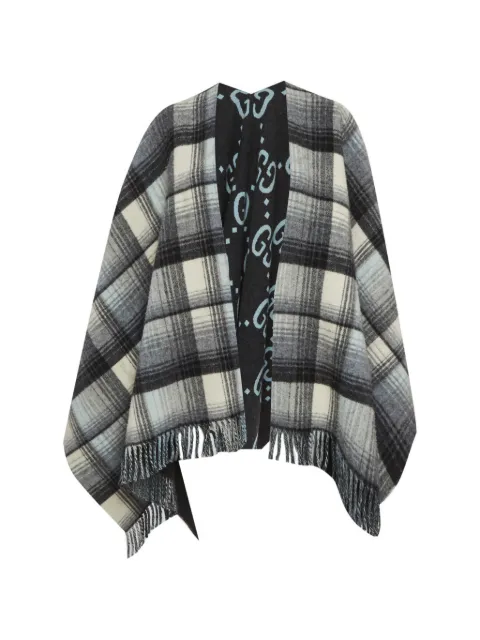 Gucci Pre-Owned checkered GG Supreme poncho Grey 1295840
