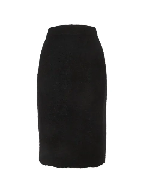 Celine Pre-Owned shearling pencil midi skirt Black 1293156