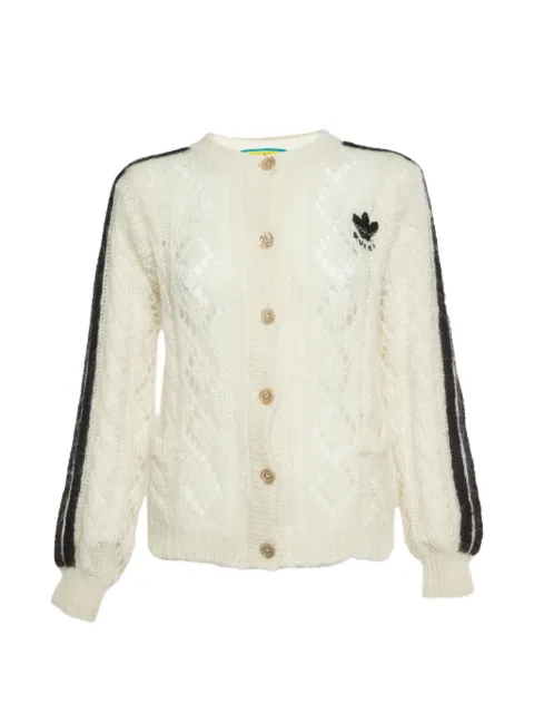 Gucci Pre-Owned xAdidas pointelle cable-knit cardigan White 1340022