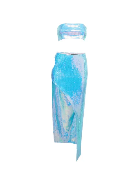 David Koma Iride sequin slit skirt and top set Blue 1332549