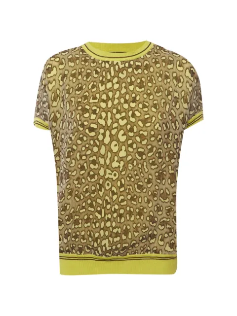 Roberto Cavalli Vintage Montenapoleone animal-print silk T-shirt Yellow 1339024