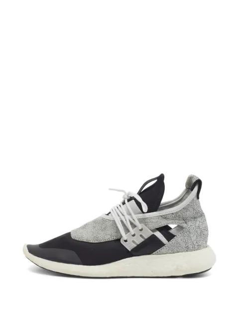 Y-3 Elle Run lace-up cracked-leather sneakers Black 1334816