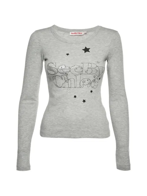 See By Chloé Vintage logo-print long-sleeve T-shirt Grey 1326629