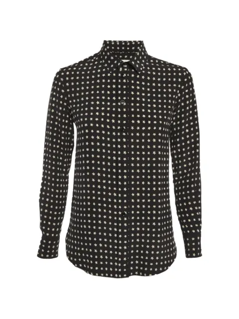 Saint Laurent Pre-Owned star-print long-sleeve shirt Black 1296431