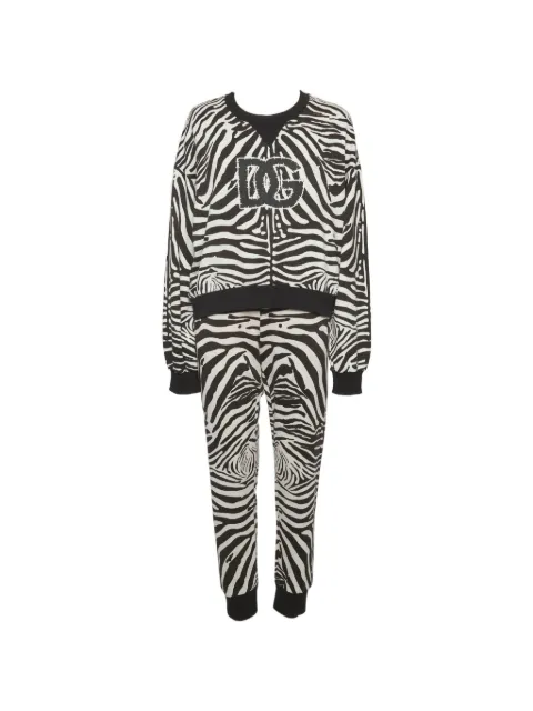 Dolce & Gabbana Pre-Owned zebra-print DG tracksuit White 1305474