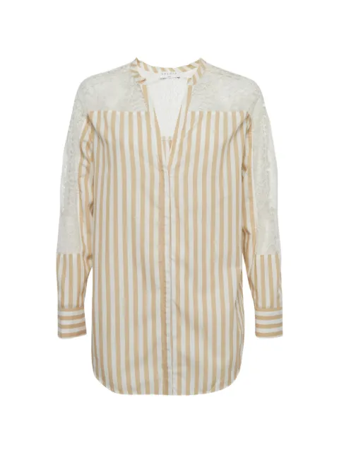 SANDRO lace-panel striped shirt White 1281396