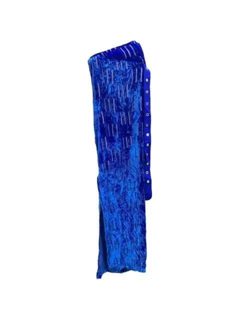 Off-White Shibori velvet maxi dress Blue CHOWOS01022