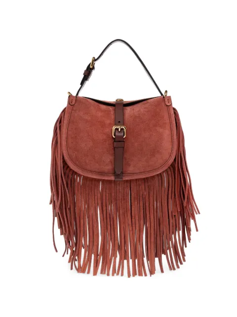 ETRO medium fringe-trimmed buckle-fastening shoulder bag Red WP1C0019AP469