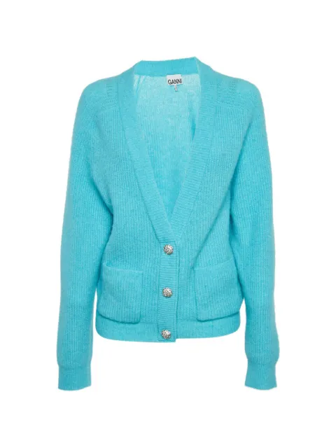 GANNI ribbed-knit cardigan Blue 1293874