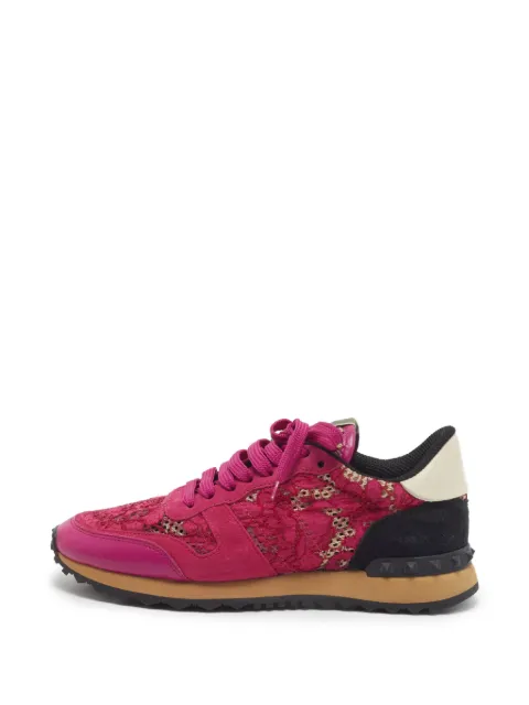 Valentino Garavani Pre-Owned flower-lace sneakers Pink 1347979