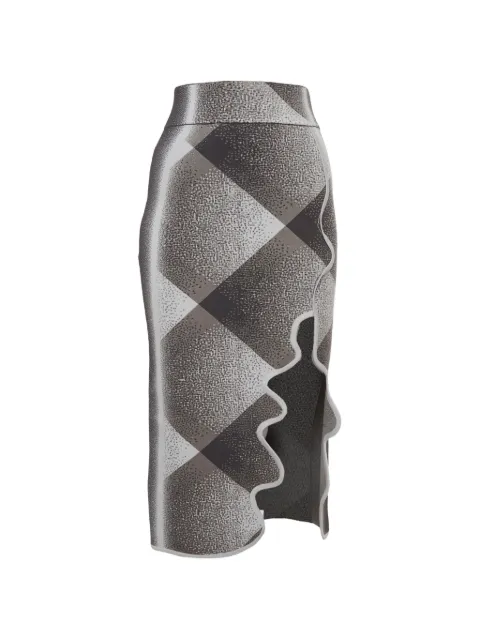 424 plaid curvy-slit midi skirt Grey 1302467