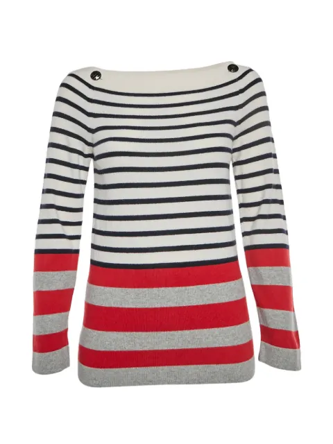 CHANEL Pre-Owned striped button sweater White 1324790