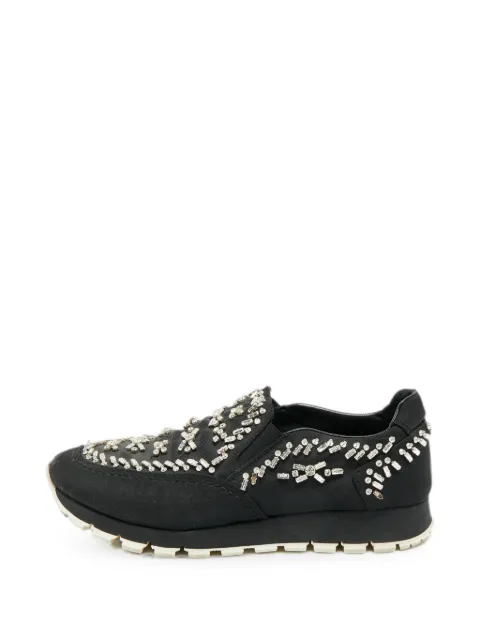 Prada Pre-Owned crystal-embellishment sneakers Black 1276405