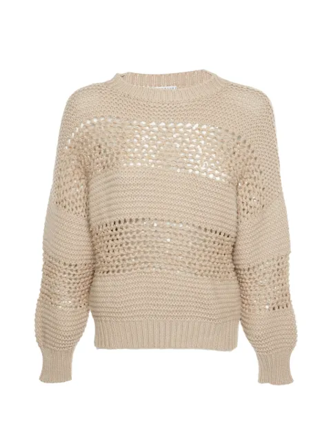 Brunello Cucinelli open-knit sequin sweater Neutrals 1318110