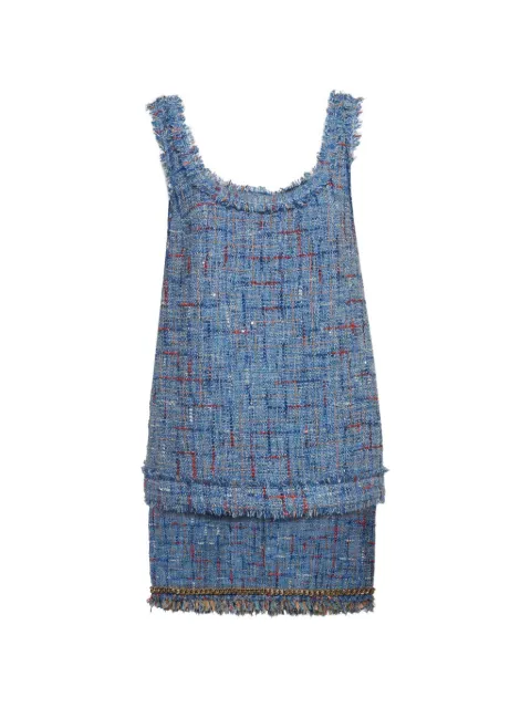 Balmain Pre-Owned tweed denim-panel mini skirt set Blue 1294619